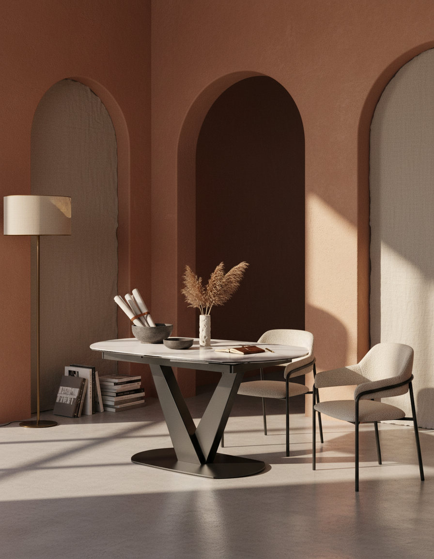 
Ausziehbarer Designer Esstisch „Bellagio“ aus Keramik, in verschiedenen Grössen - Marmoroptik Weiss / 130-190 x 100 cm