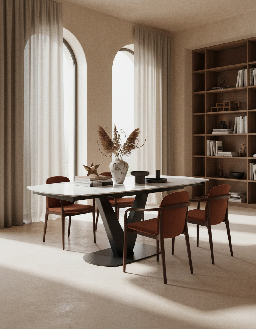 
Ausziehbarer Designer Esstisch „Bellagio“ aus Keramik, in verschiedenen Grössen - Marmoroptik Weiss / 130-190 x 100 cm