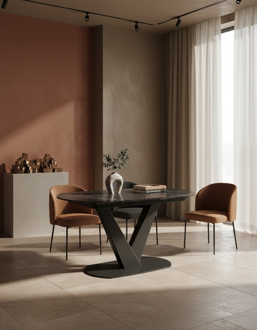 
Ausziehbarer Designer Esstisch „Bellagio“ aus Keramik, in verschiedenen Grössen - Marmor Marquina / 130-190 x 100 cm