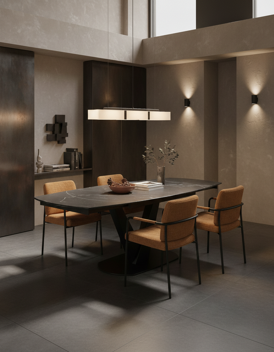 
Ausziehbarer Designer Esstisch „Bellagio“ aus Keramik, in verschiedenen Grössen - Marmor Marquina / 130-190 x 100 cm