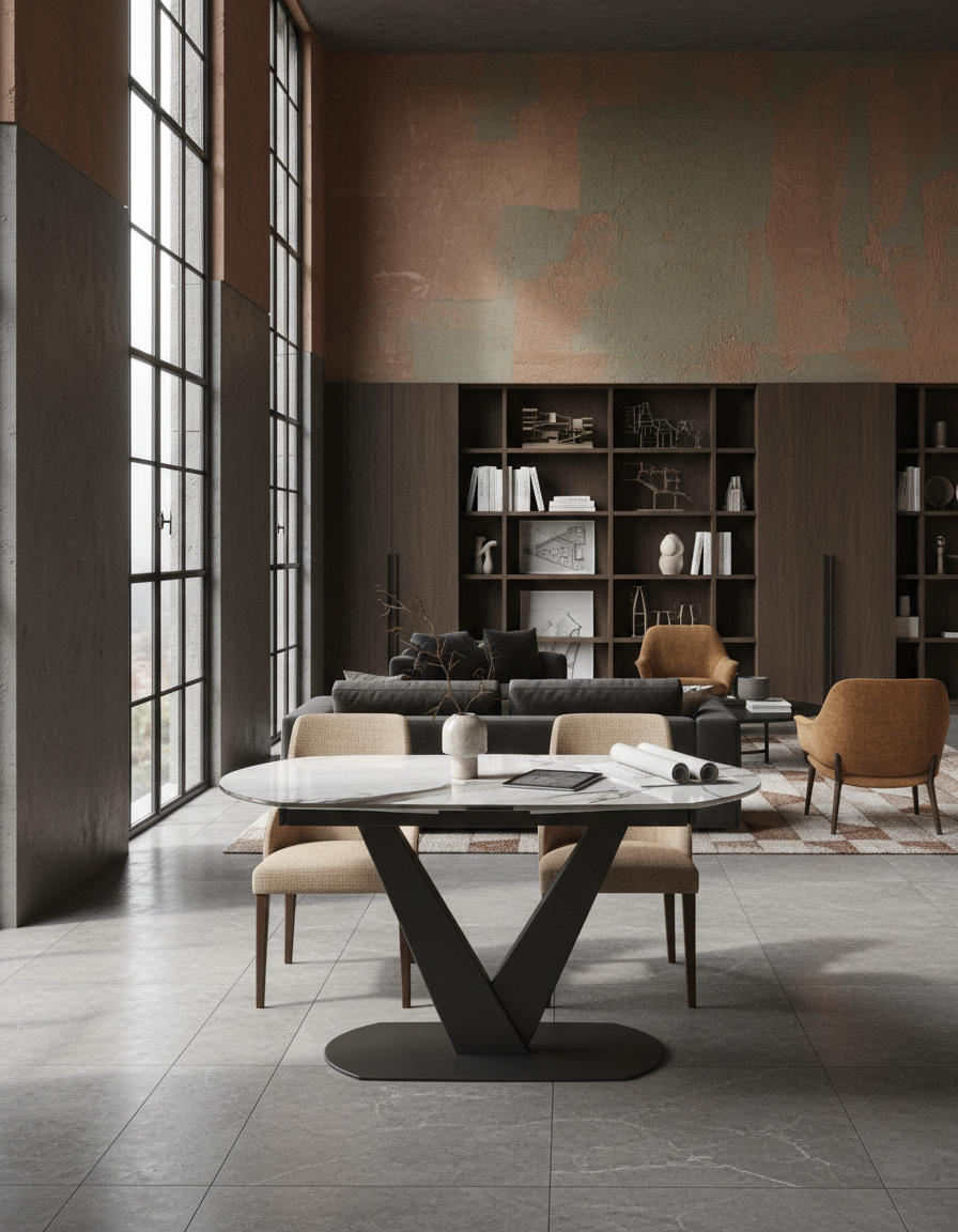 
Ausziehbarer Designer Esstisch „Bellagio“ aus Keramik, in verschiedenen Grössen - Fiorentino glänzend / 130-190 x 100 cm