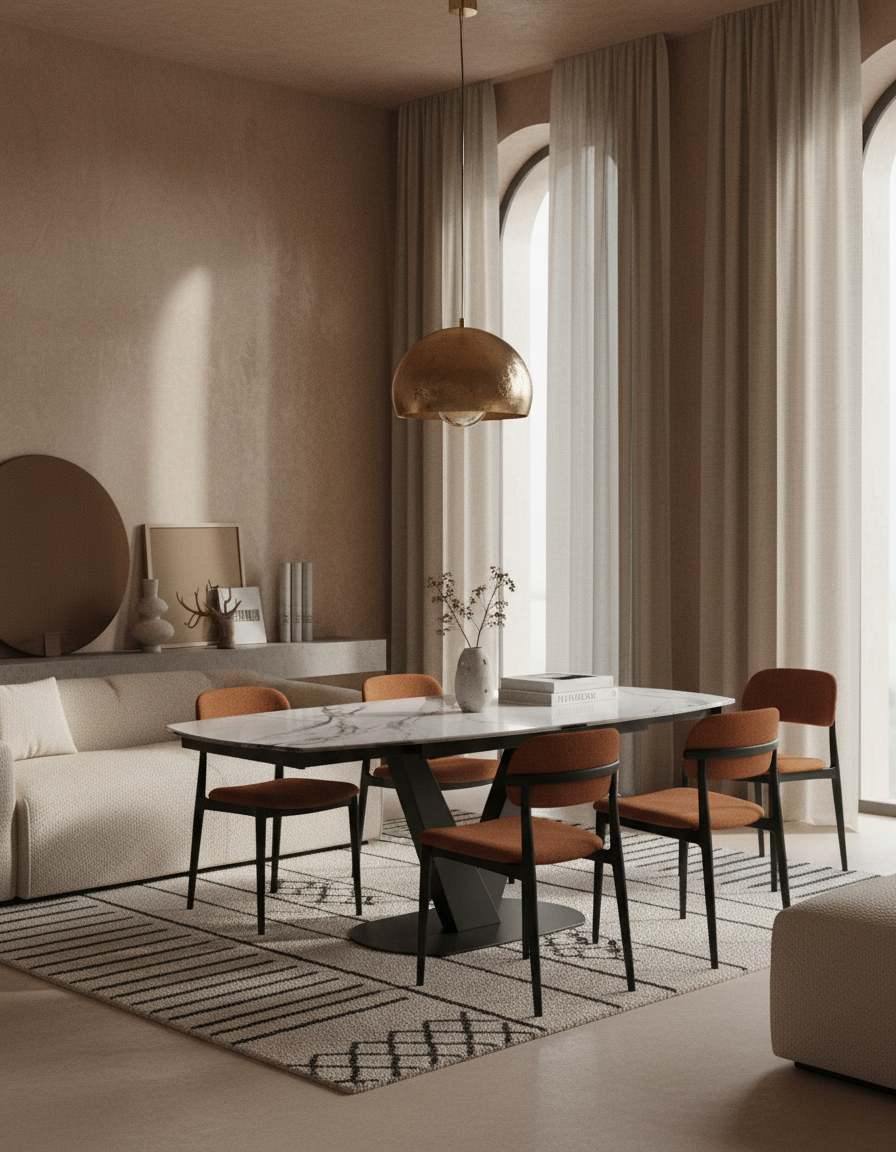 
Ausziehbarer Designer Esstisch „Bellagio“ aus Keramik, in verschiedenen Grössen - Fiorentino glänzend / 130-190 x 100 cm