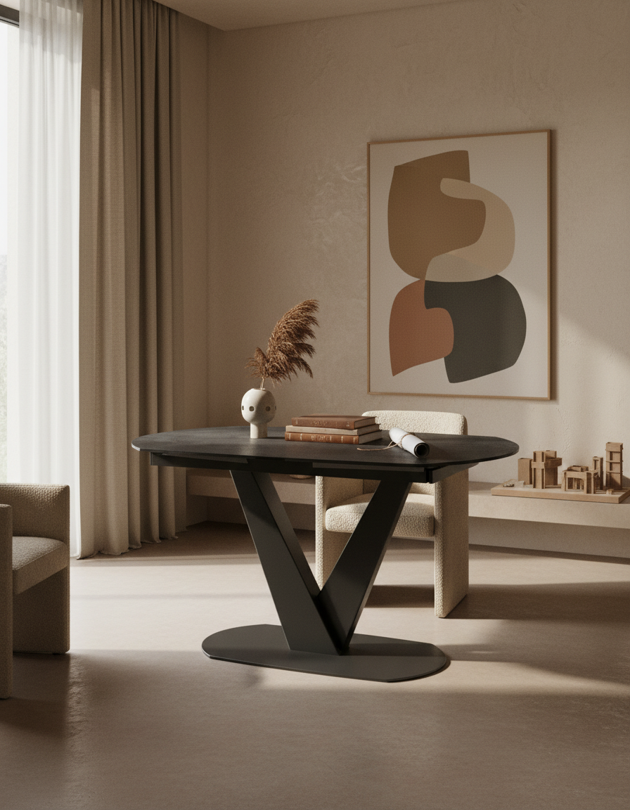 
Ausziehbarer Designer Esstisch „Bellagio“ aus Keramik, in verschiedenen Grössen - Titan / 130-190 x 100 cm