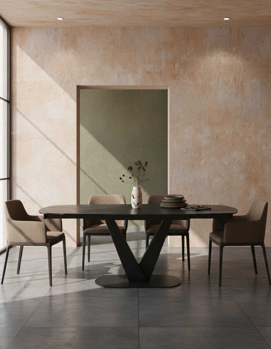 
Ausziehbarer Designer Esstisch „Bellagio“ aus Keramik, in verschiedenen Grössen - Titan / 130-190 x 100 cm