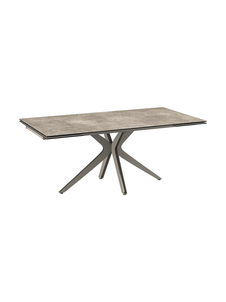 
Ausziehbarer Designer Esstisch „Influence“ aus Keramik, in verschiedenen Grössen - Gestell: Taupe, Tischplatte: Zemntgrau / 190-270 x 100 cm