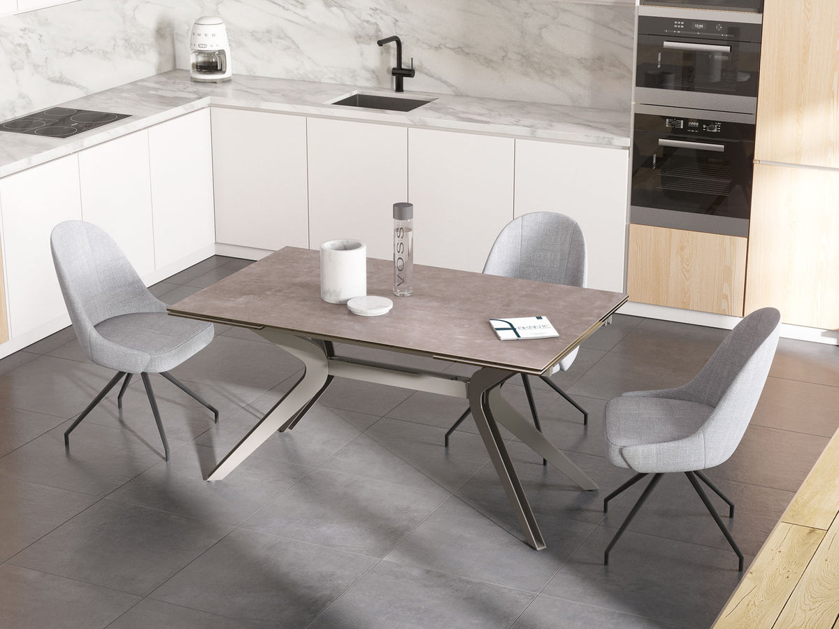 
Ausziehbarer Designer Esstisch „Impulsion“ aus Keramik, in verschiedenen Grössen - Zementgrau / 150-230 x 100 cm
