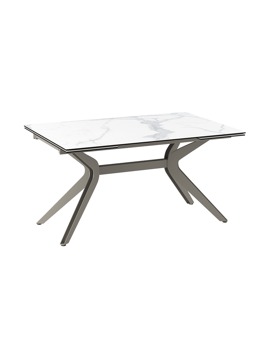 
Ausziehbarer Designer Esstisch „Impulsion“ aus Keramik, in verschiedenen Grössen - Marmoroptik Weiss / 150-230 x 100 cm