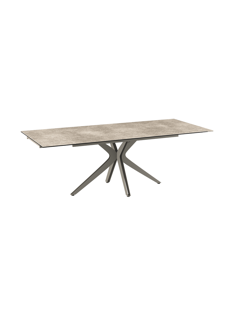 
Ausziehbarer Designer Esstisch „Influence“ aus Keramik, in verschiedenen Grössen - Gestell: Taupe, Tischplatte: Zemntgrau / 150-230 x 100 cm
