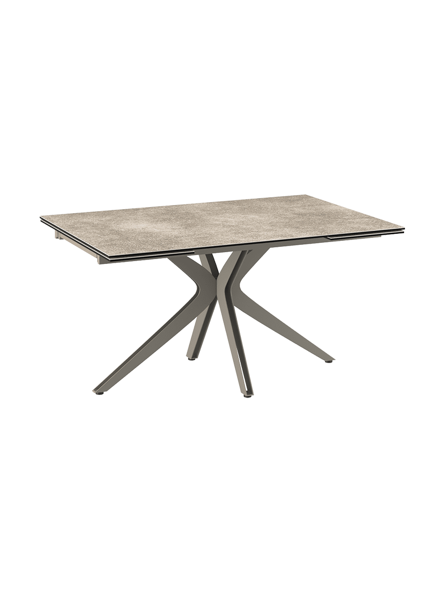 
Ausziehbarer Designer Esstisch „Influence“ aus Keramik, in verschiedenen Grössen - Gestell: Taupe, Tischplatte: Zemntgrau / 150-230 x 100 cm