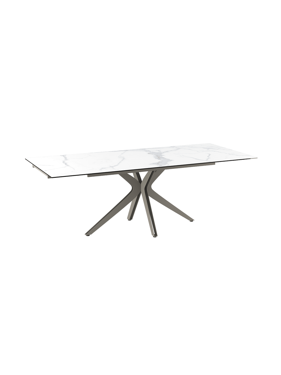 
Ausziehbarer Designer Esstisch „Influence“ aus Keramik, in verschiedenen Grössen - Gestell: Taupe, Tischplatte: Zemntgrau / 150-230 x 100 cm