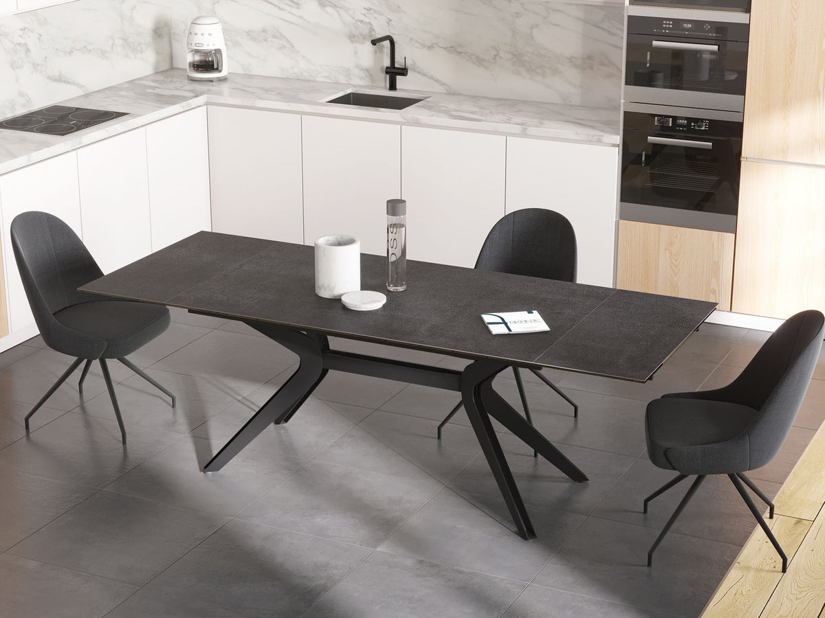 
Table à manger design extensible « Impulsion » en céramique, disponible en plusieurs tailles - Titane / 190-270 x 100 cm