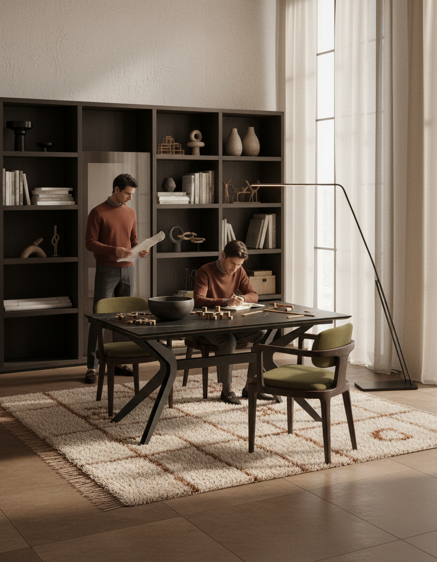 
Ausziehbarer Designer Esstisch „Impulsion“ aus Keramik, in verschiedenen Grössen - Marquina matt / 150-230 x 100 cm
