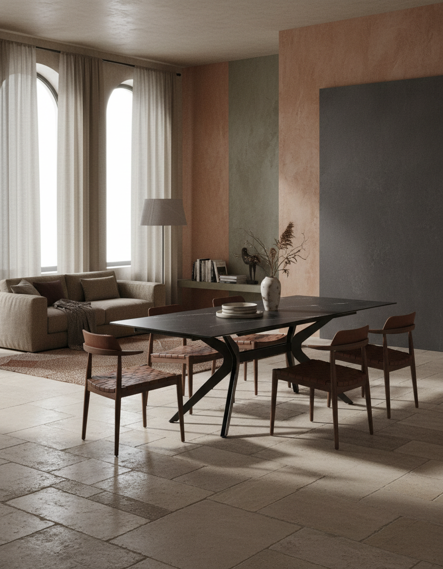 
Ausziehbarer Designer Esstisch „Impulsion“ aus Keramik, in verschiedenen Grössen - Marquina matt / 150-230 x 100 cm