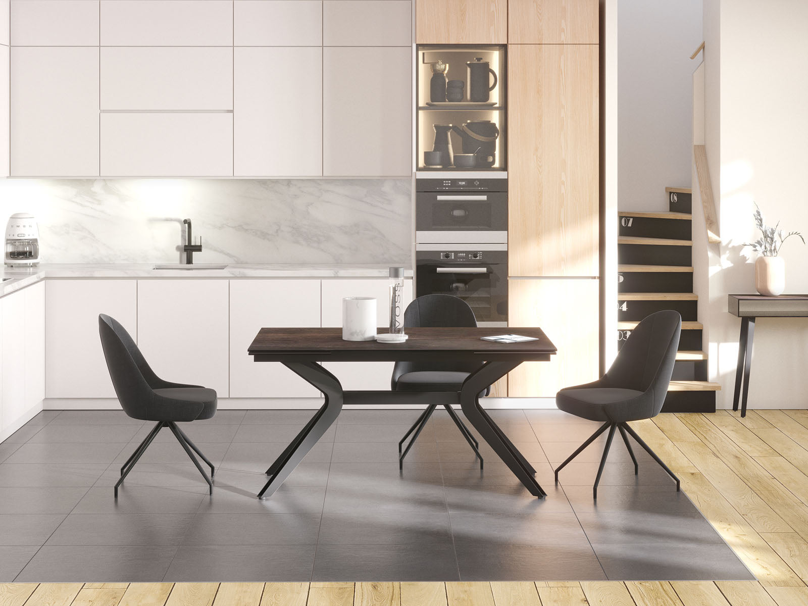 
Ausziehbarer Designer Esstisch „Impulsion“ aus Keramik, in verschiedenen Grössen - Dunkle Rostoptik / 150-230 x 100 cm