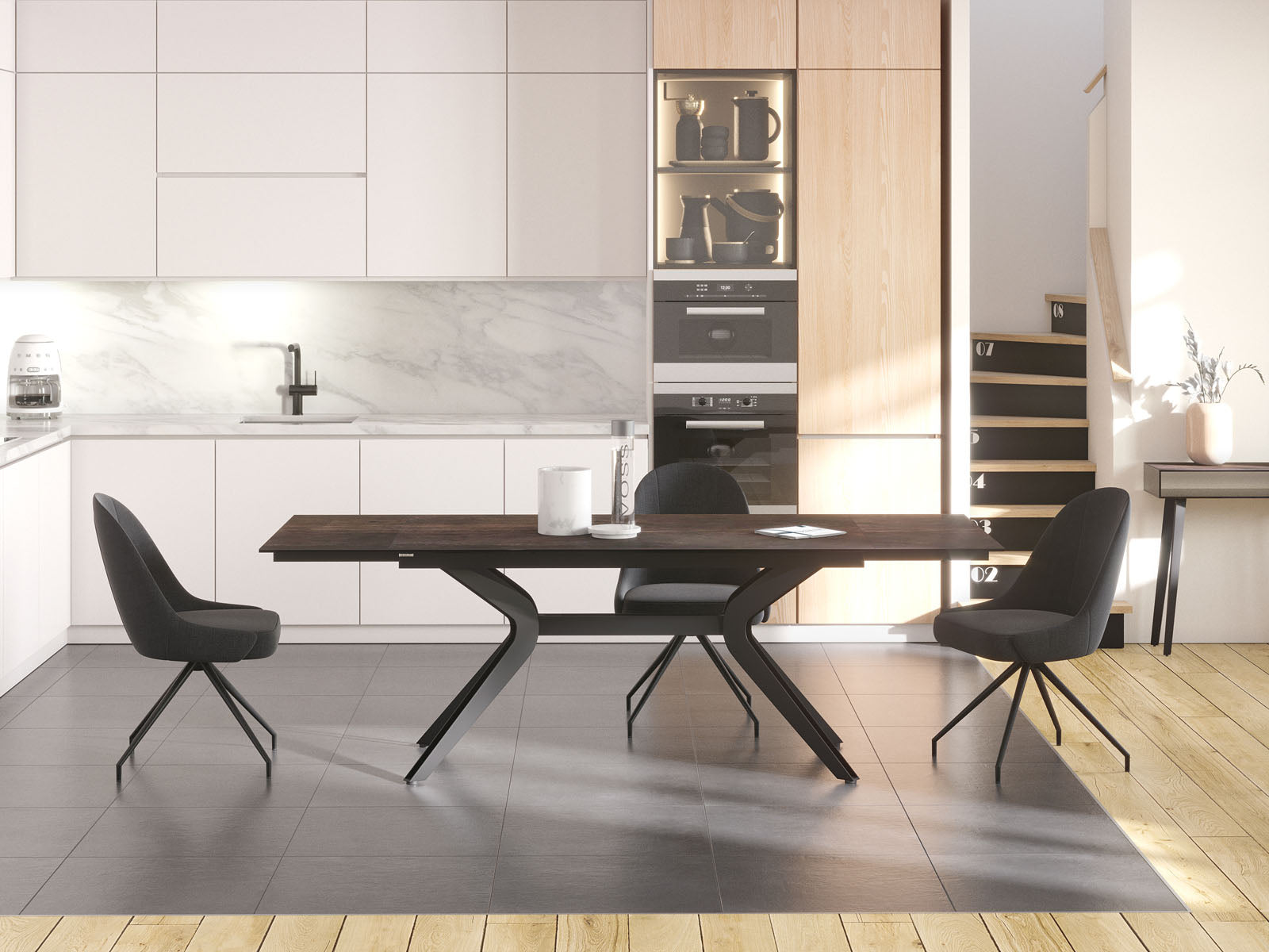 
Ausziehbarer Designer Esstisch „Impulsion“ aus Keramik, in verschiedenen Grössen - Dunkle Rostoptik / 150-230 x 100 cm