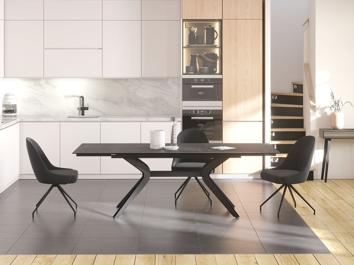 
Ausziehbarer Designer Esstisch „Impulsion“ aus Keramik, in verschiedenen Grössen - Titan / 150-230 x 100 cm