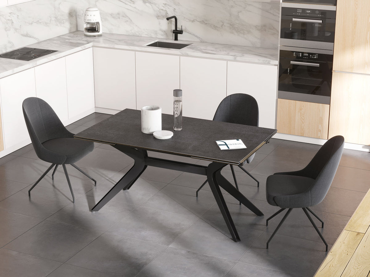 
Ausziehbarer Designer Esstisch „Impulsion“ aus Keramik, in verschiedenen Grössen - Titan / 150-230 x 100 cm