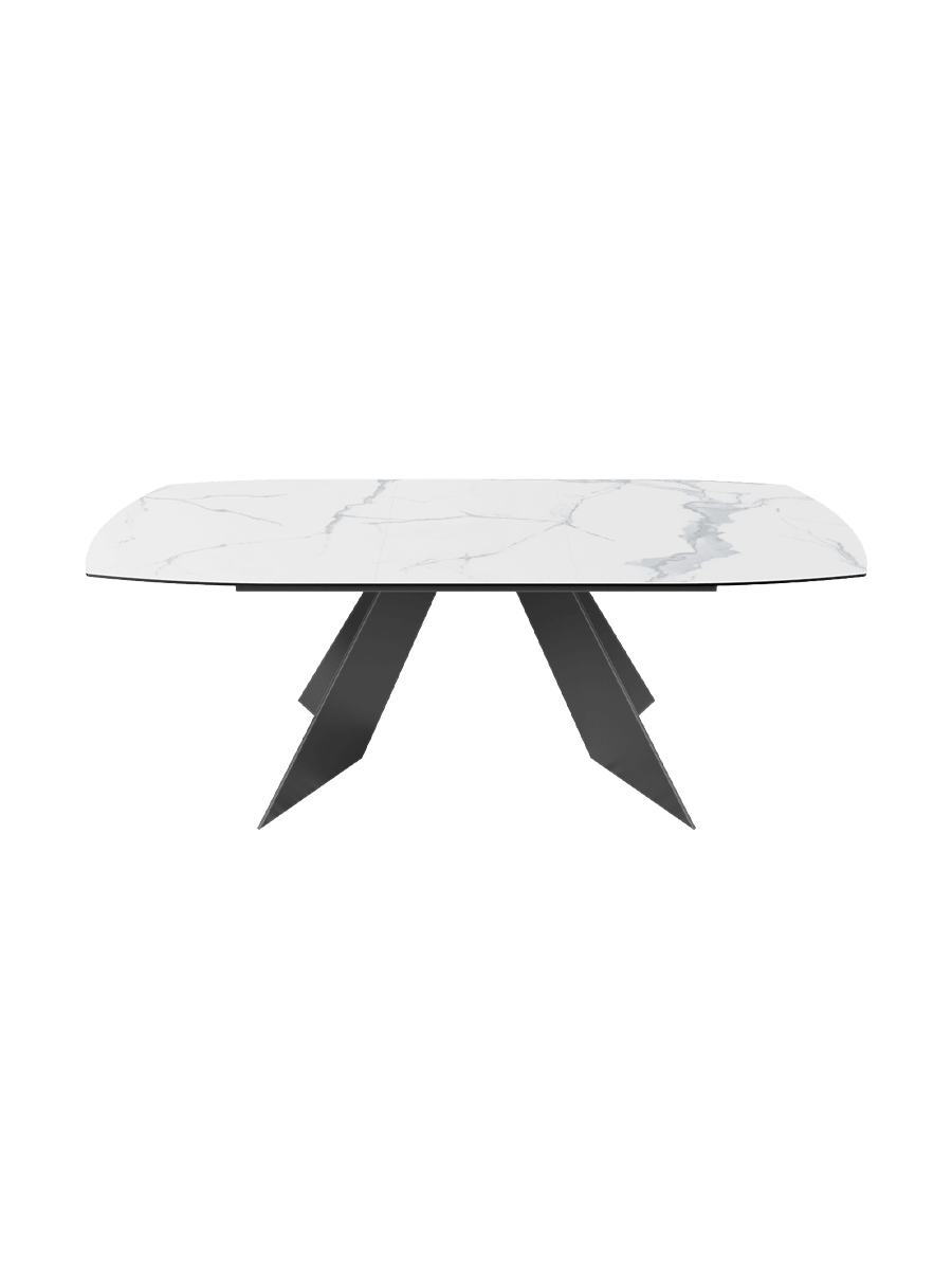 
Ausziehbarer Designer Esstisch „Dallas“ aus Keramik, in verschiedenen Grössen - Marmoroptik Weiss / 160-210 x 100 cm