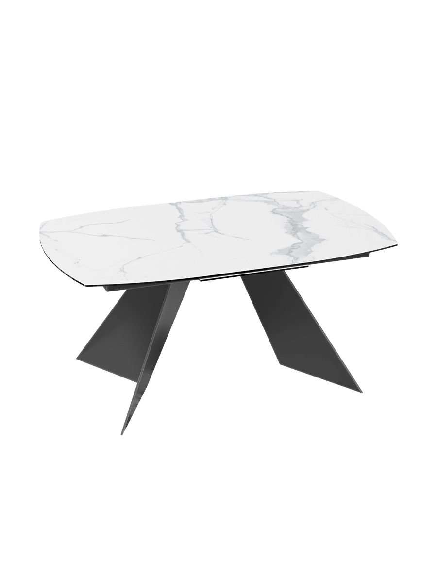 
Ausziehbarer Designer Esstisch „Dallas“ aus Keramik, in verschiedenen Grössen - Marmoroptik Weiss / 160-210 x 100 cm