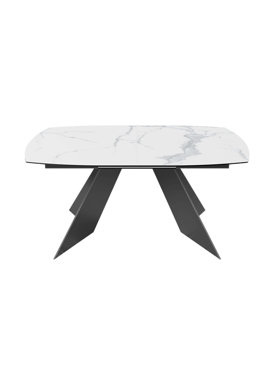 
Ausziehbarer Designer Esstisch „Dallas“ aus Keramik, in verschiedenen Grössen - Marmoroptik Weiss / 160-210 x 100 cm