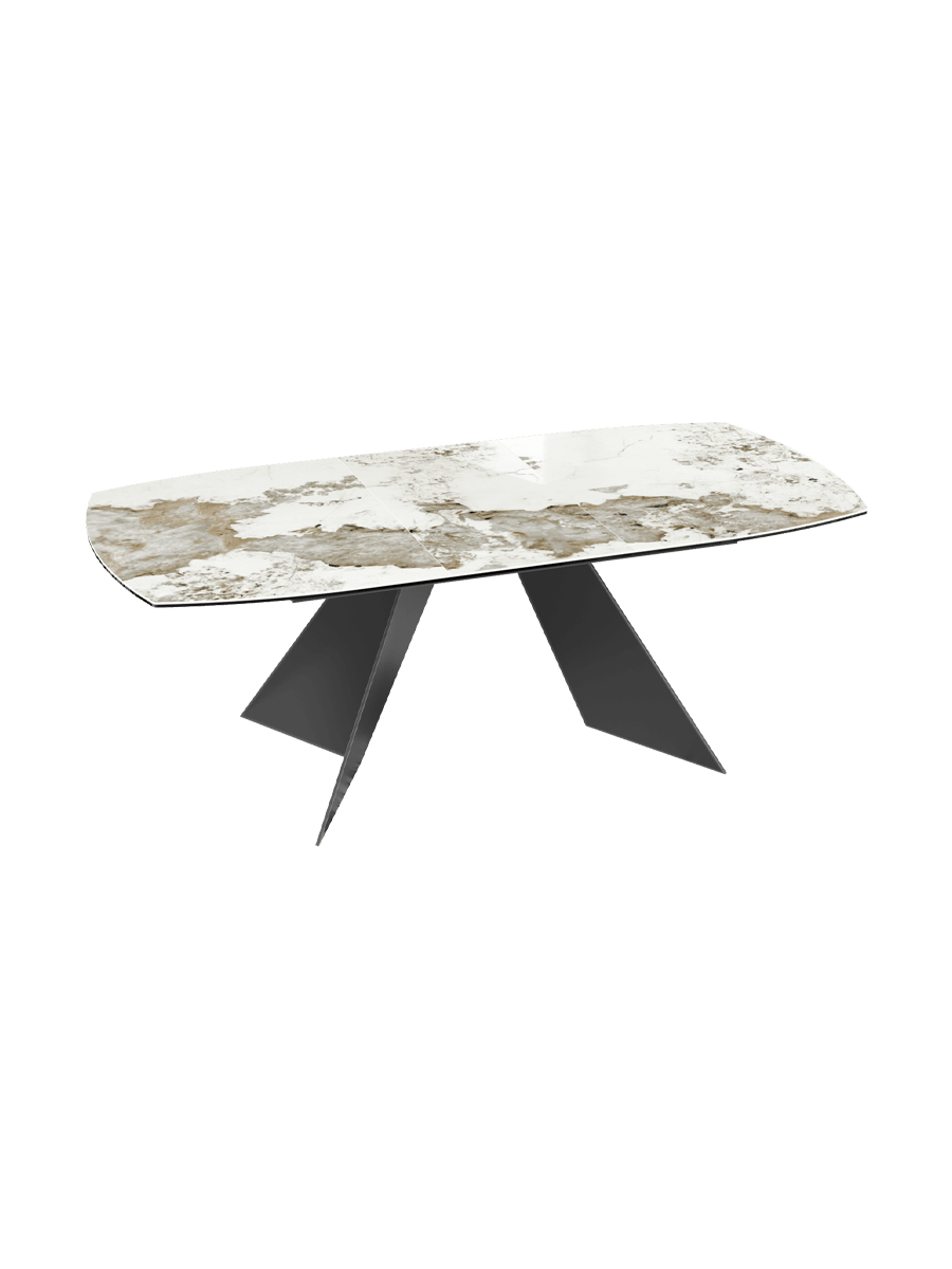 
Table à manger extensible design « Dallas » en céramique, disponible en différentes tailles - Calcatta brillant / 160-210 x 100 cm