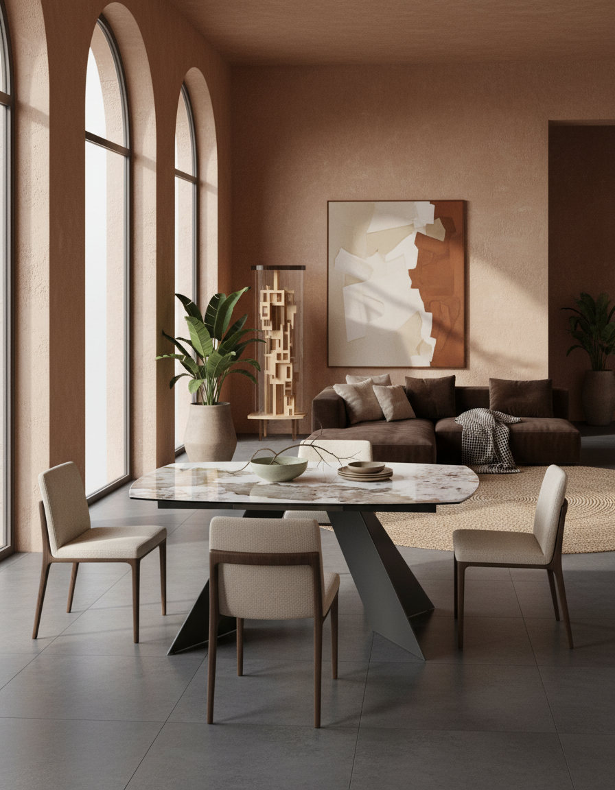
Table à manger extensible design « Dallas » en céramique, disponible en différentes tailles - Calcatta brillant / 160-210 x 100 cm