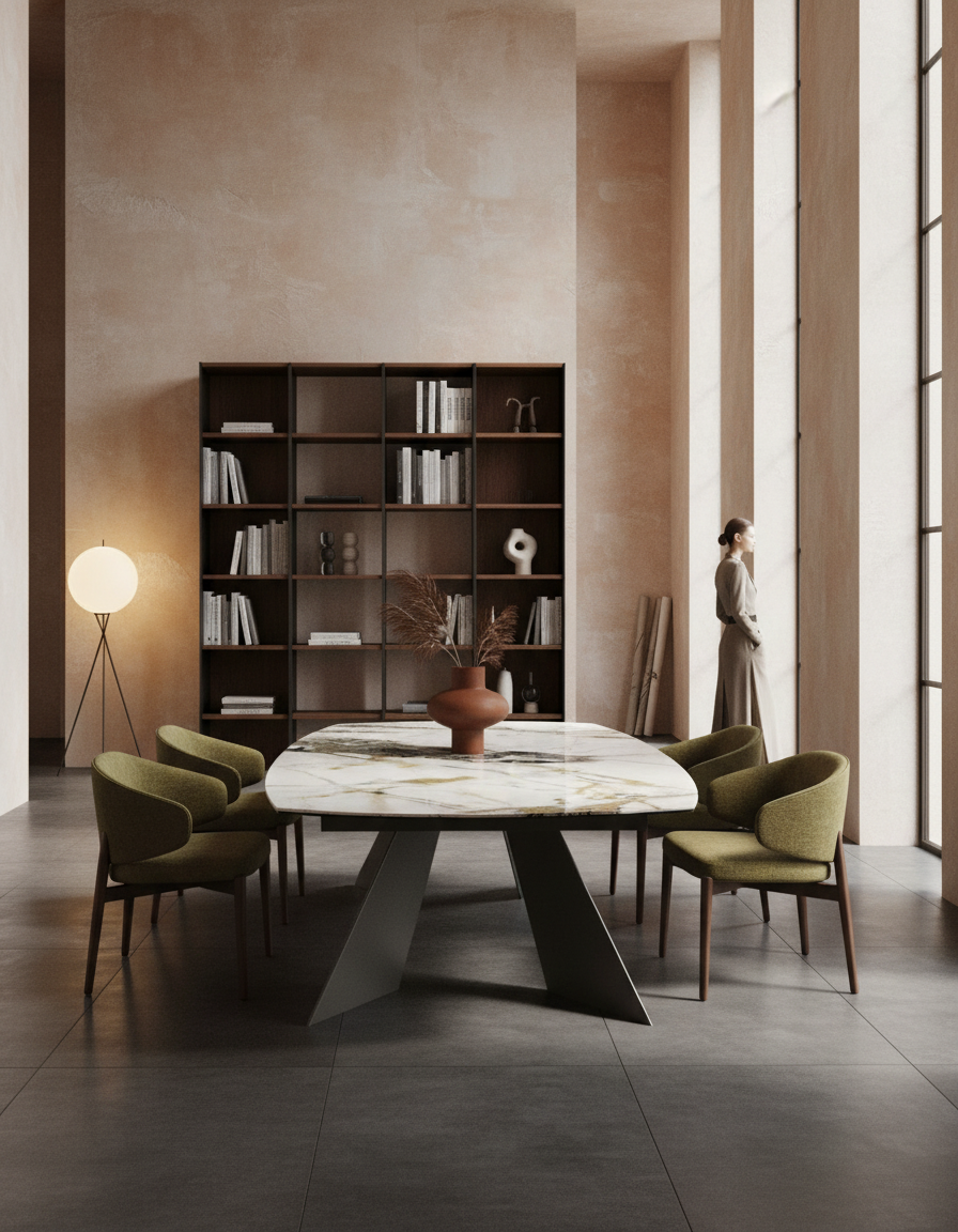 
Ausziehbarer Designer Esstisch „Dallas“ aus Keramik, in verschiedenen Grössen - Doro glänzend / 160-210 x 100 cm