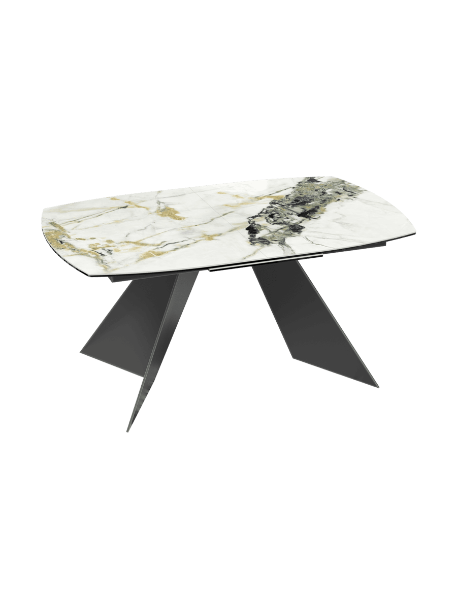 
Ausziehbarer Designer Esstisch „Dallas“ aus Keramik, in verschiedenen Grössen - Doro glänzend / 160-210 x 100 cm