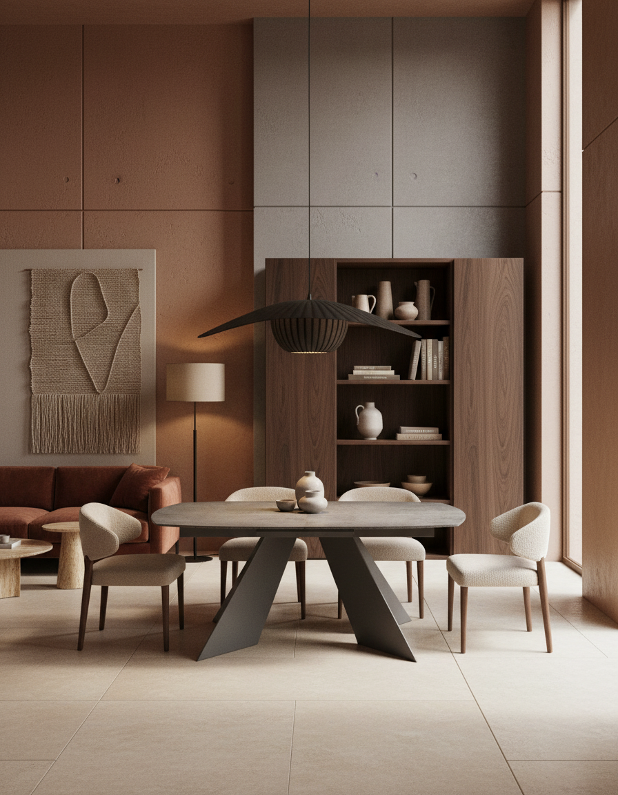 
Ausziehbarer Designer Esstisch „Dallas“ aus Keramik, in verschiedenen Grössen - Silver / 160-210 x 100 cm