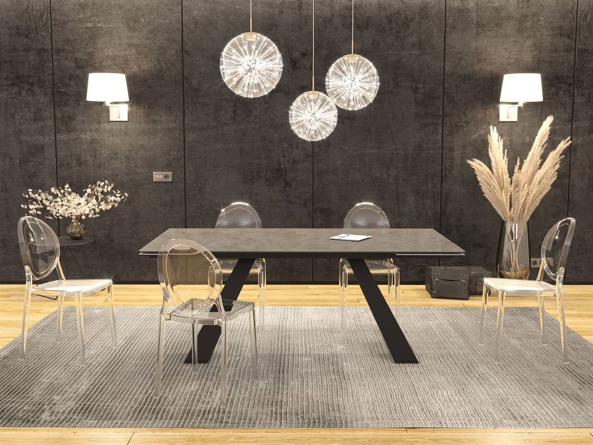 
Ausziehbarer Designer Esstisch „Ascension“ aus Keramik, in verschiedenen Grössen - Zementgrau / 190-270 x 100 cm