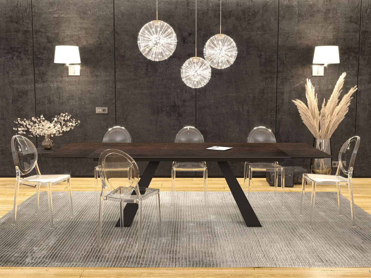 
Ausziehbarer Designer Esstisch „Ascension“ aus Keramik, in verschiedenen Grössen - Dunkle Rostoptik / 190-270 x 100 cm