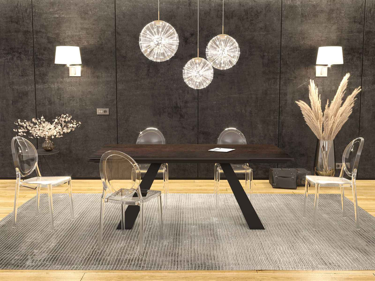 
Ausziehbarer Designer Esstisch „Ascension“ aus Keramik, in verschiedenen Grössen - Dunkle Rostoptik / 190-270 x 100 cm