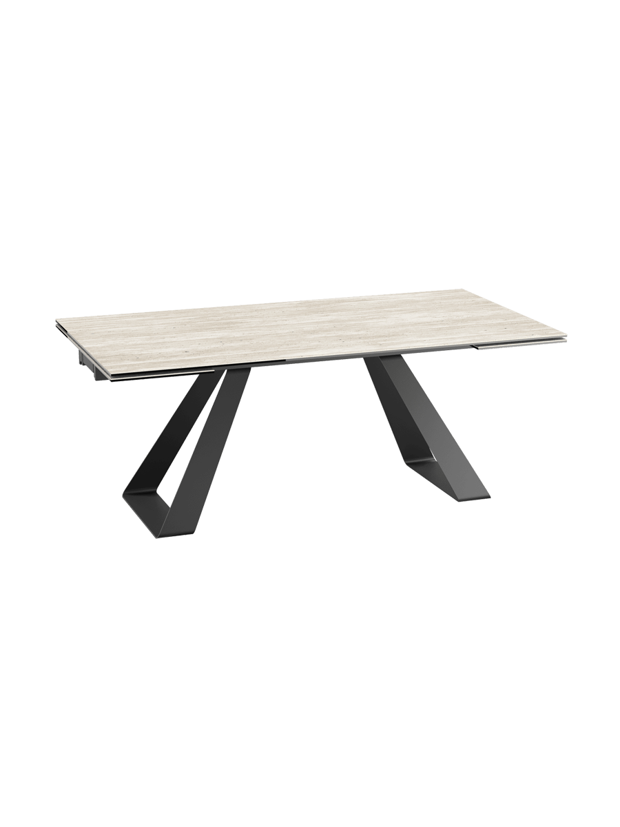 
Ausziehbarer Designer Esstisch „Ascension“ aus Keramik, in verschiedenen Grössen - Travertin / 190-270 x 100 cm