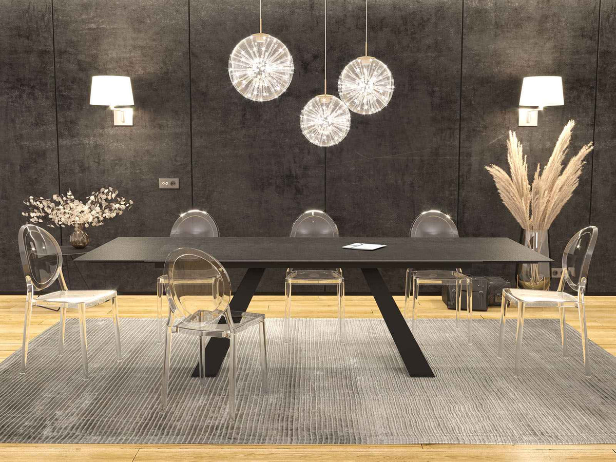 
Ausziehbarer Designer Esstisch „Ascension“ aus Keramik, in verschiedenen Grössen - Titan / 190-270 x 100 cm