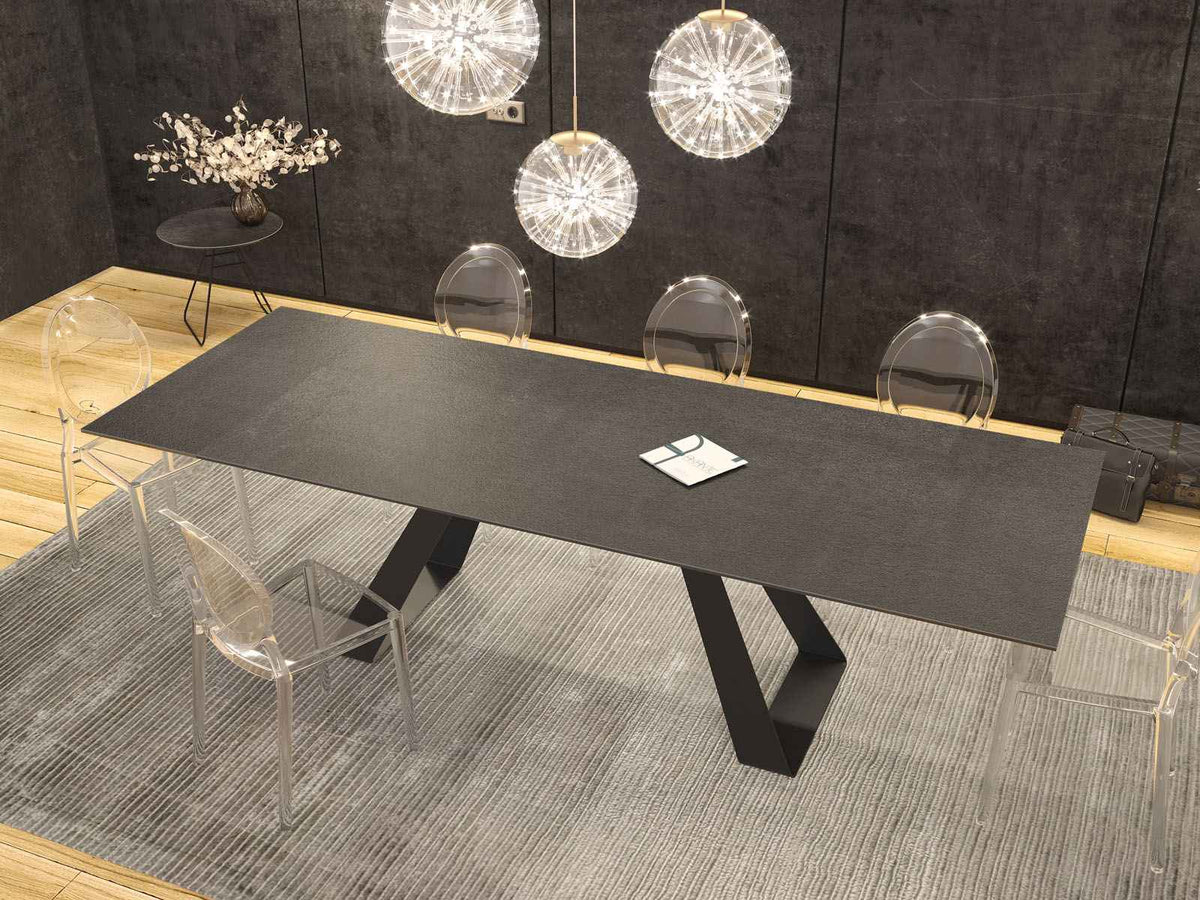 
Ausziehbarer Designer Esstisch „Ascension“ aus Keramik, in verschiedenen Grössen - Titan / 190-270 x 100 cm