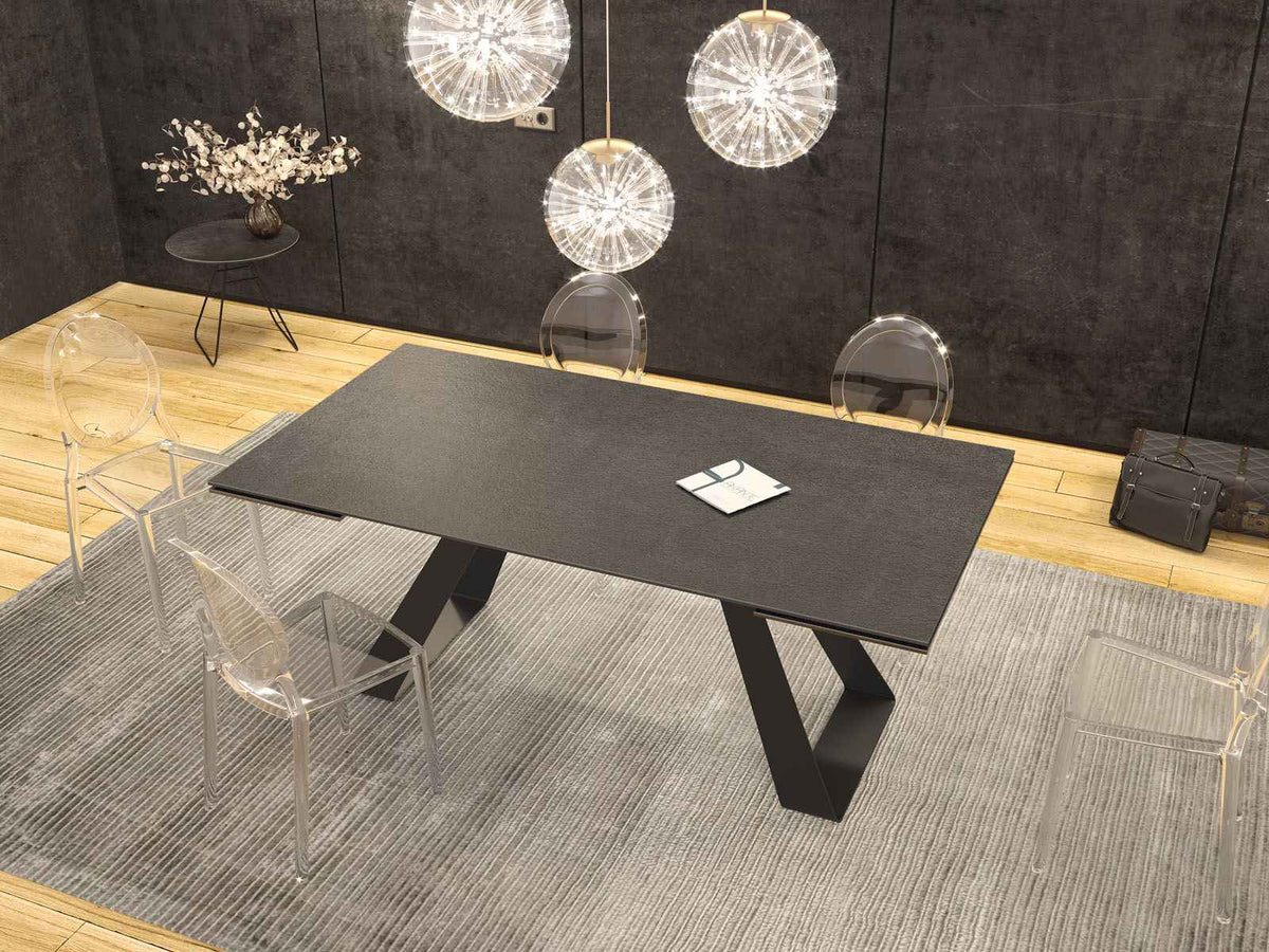 
Ausziehbarer Designer Esstisch „Ascension“ aus Keramik, in verschiedenen Grössen - Titan / 190-270 x 100 cm