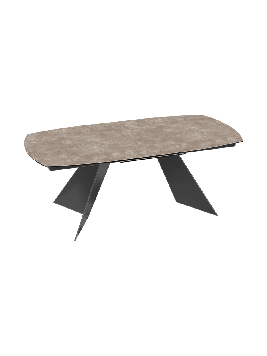 
Ausziehbarer Designer Esstisch „Dallas“ aus Keramik, in verschiedenen Grössen - Zementgrau / 200-260 x 100 cm