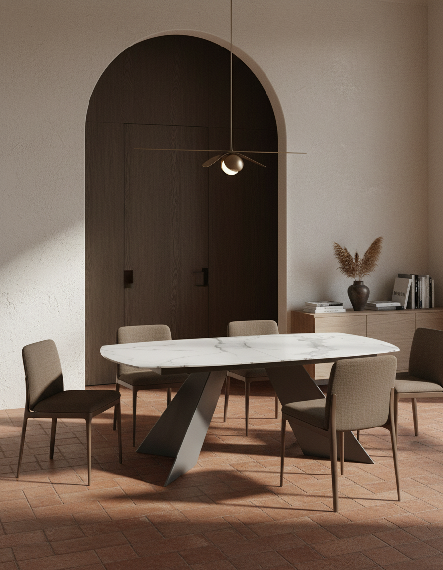 
Ausziehbarer Designer Esstisch „Dallas“ aus Keramik, in verschiedenen Grössen - Marmoroptik Weiss / 200-260 x 100 cm
