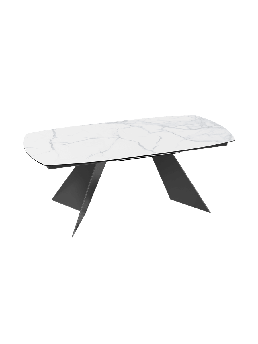 
Ausziehbarer Designer Esstisch „Dallas“ aus Keramik, in verschiedenen Grössen - Marmoroptik Weiss / 200-260 x 100 cm