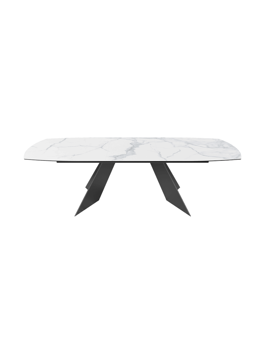 
Ausziehbarer Designer Esstisch „Dallas“ aus Keramik, in verschiedenen Grössen - Marmoroptik Weiss / 200-260 x 100 cm