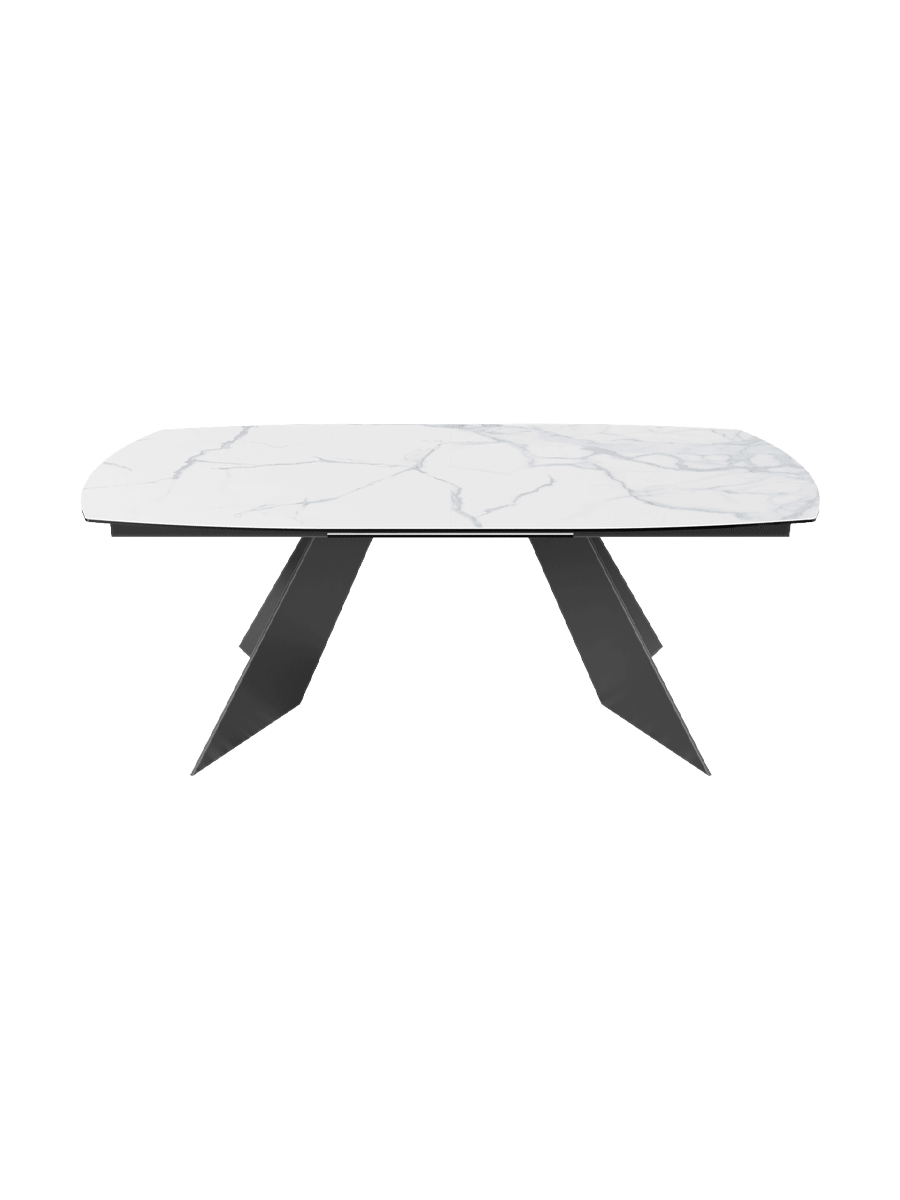
Ausziehbarer Designer Esstisch „Dallas“ aus Keramik, in verschiedenen Grössen - Marmoroptik Weiss / 200-260 x 100 cm