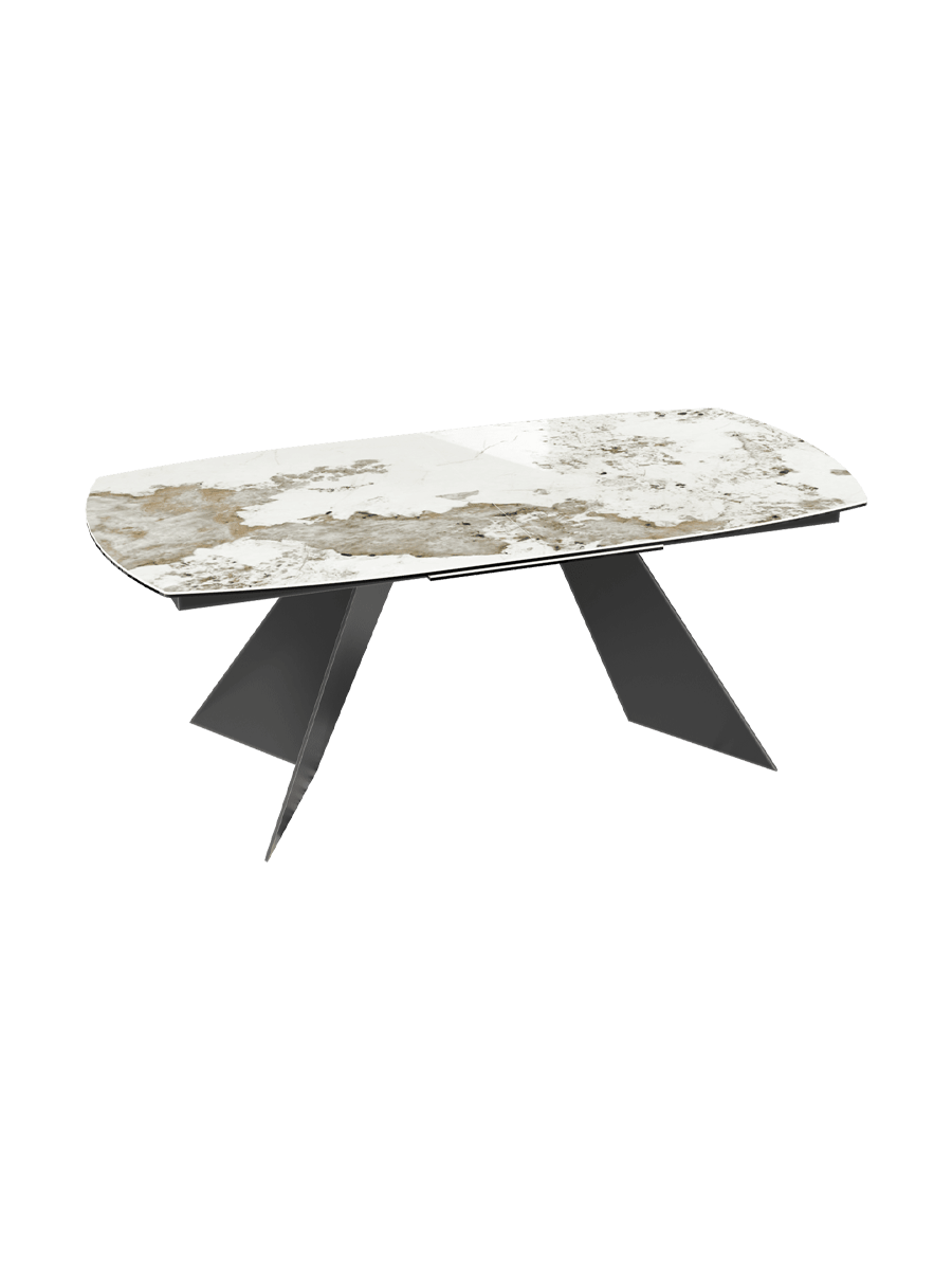 
Ausziehbarer Designer Esstisch „Dallas“ aus Keramik, in verschiedenen Grössen - Calcatta glänzend / 200-260 x 100 cm