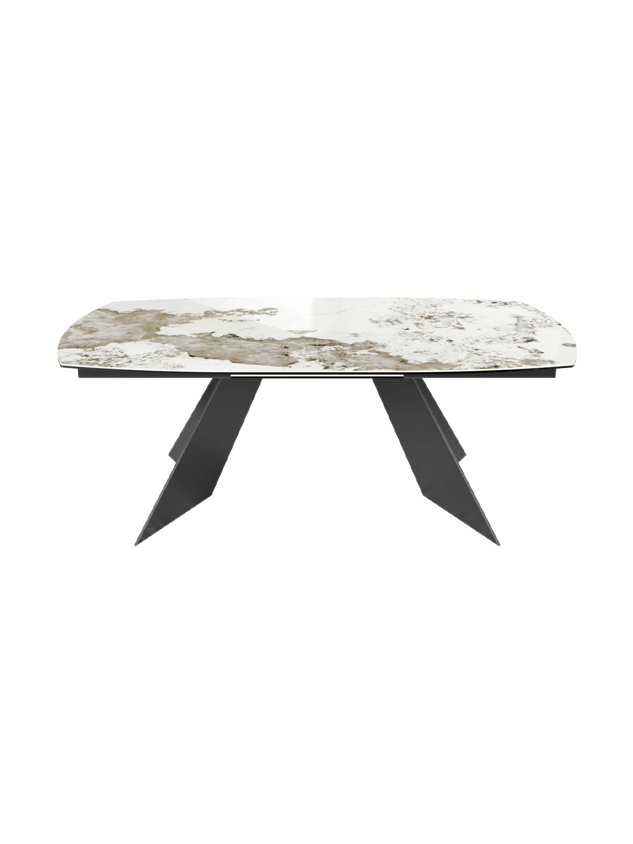 
Ausziehbarer Designer Esstisch „Dallas“ aus Keramik, in verschiedenen Grössen - Calcatta glänzend / 200-260 x 100 cm