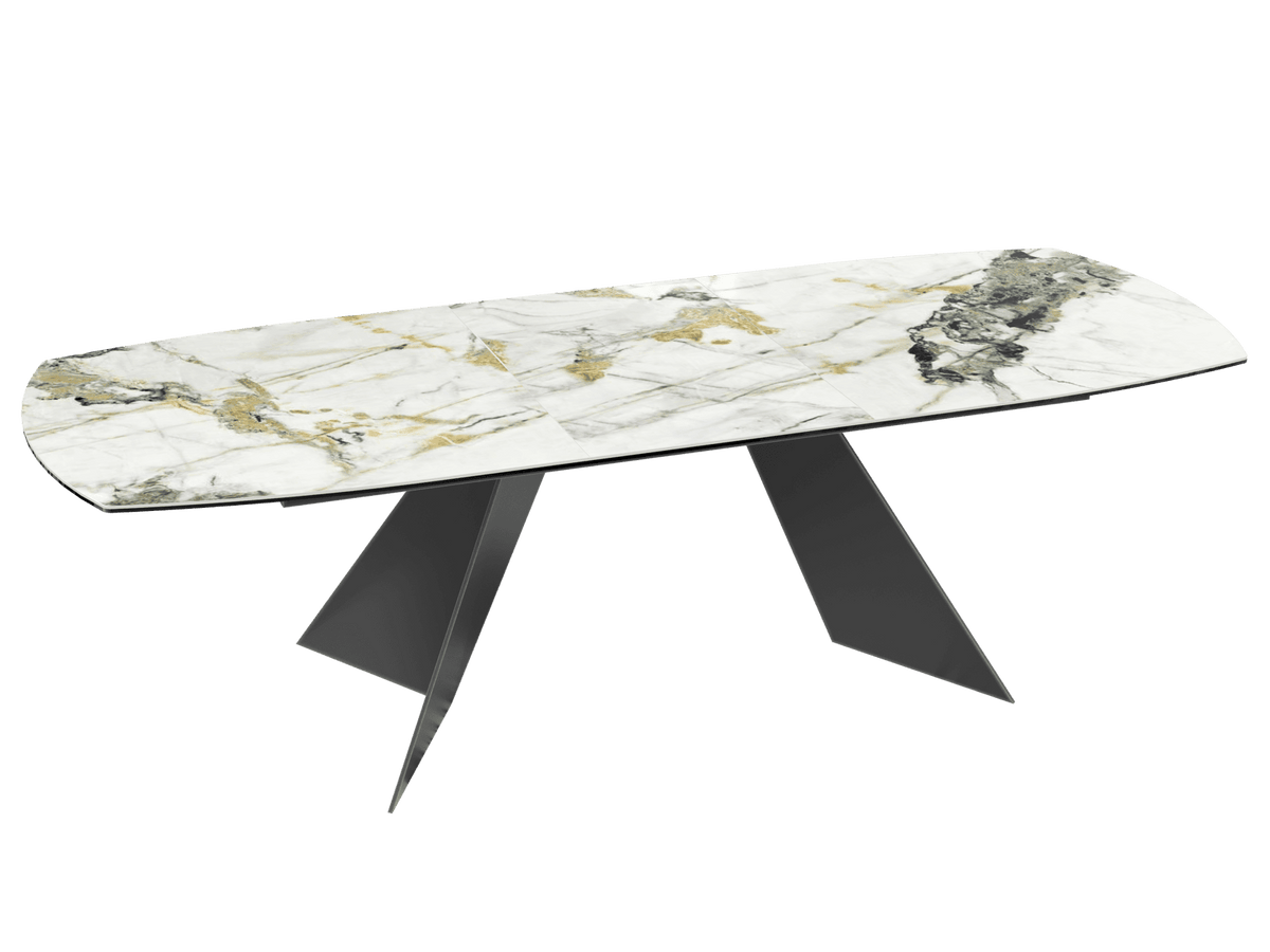 
Ausziehbarer Designer Esstisch „Dallas“ aus Keramik, in verschiedenen Grössen - Doro glänzend / 200-260 x 100 cm