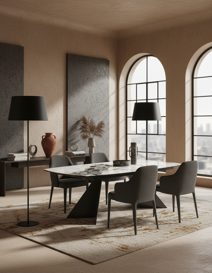 
Ausziehbarer Designer Esstisch „Dallas“ aus Keramik, in verschiedenen Grössen - Doro glänzend / 200-260 x 100 cm