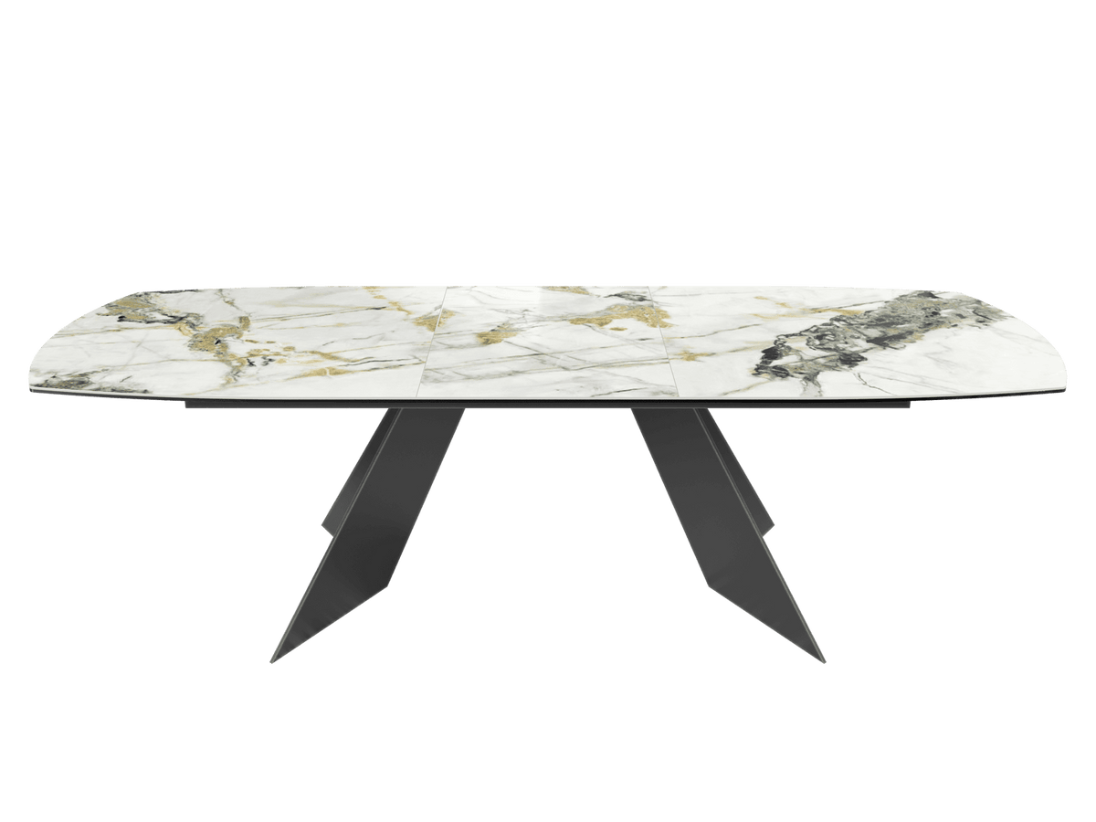 
Ausziehbarer Designer Esstisch „Dallas“ aus Keramik, in verschiedenen Grössen - Doro glänzend / 200-260 x 100 cm