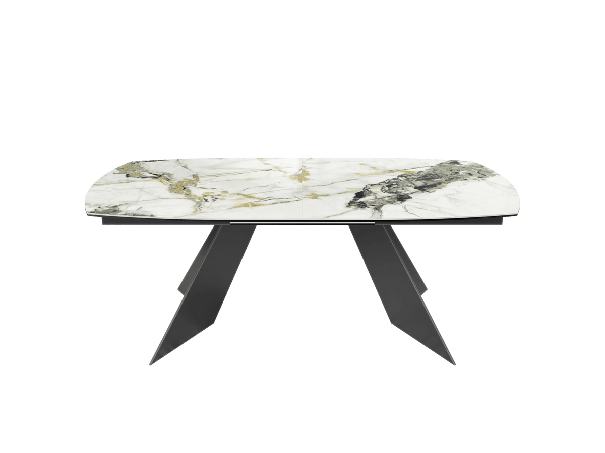 
Ausziehbarer Designer Esstisch „Dallas“ aus Keramik, in verschiedenen Grössen - Doro glänzend / 200-260 x 100 cm