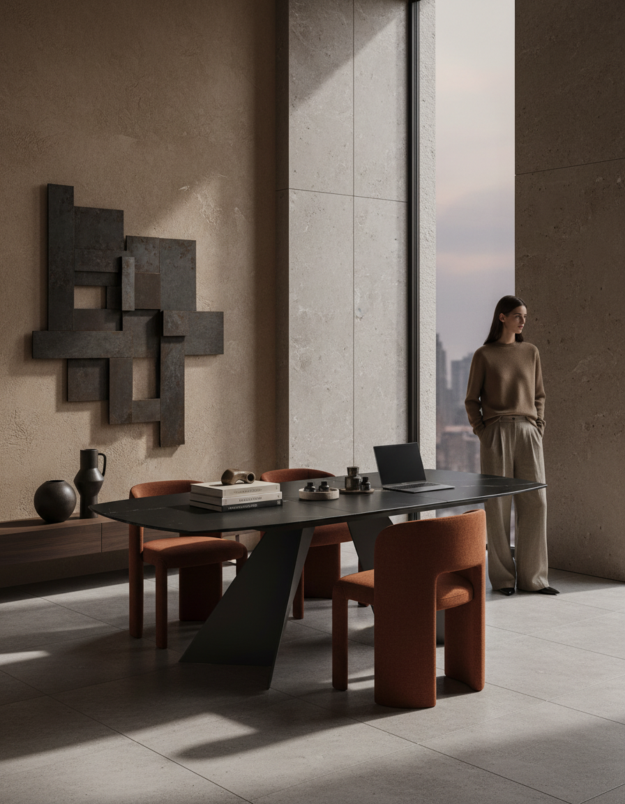 
Ausziehbarer Designer Esstisch „Dallas“ aus Keramik, in verschiedenen Grössen - Marquina matt / 200-260 x 100 cm