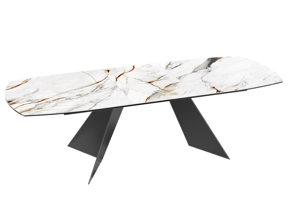 
Ausziehbarer Designer Esstisch „Dallas“ aus Keramik, in verschiedenen Grössen - Fiorentino glänzend / 200-260 x 100 cm