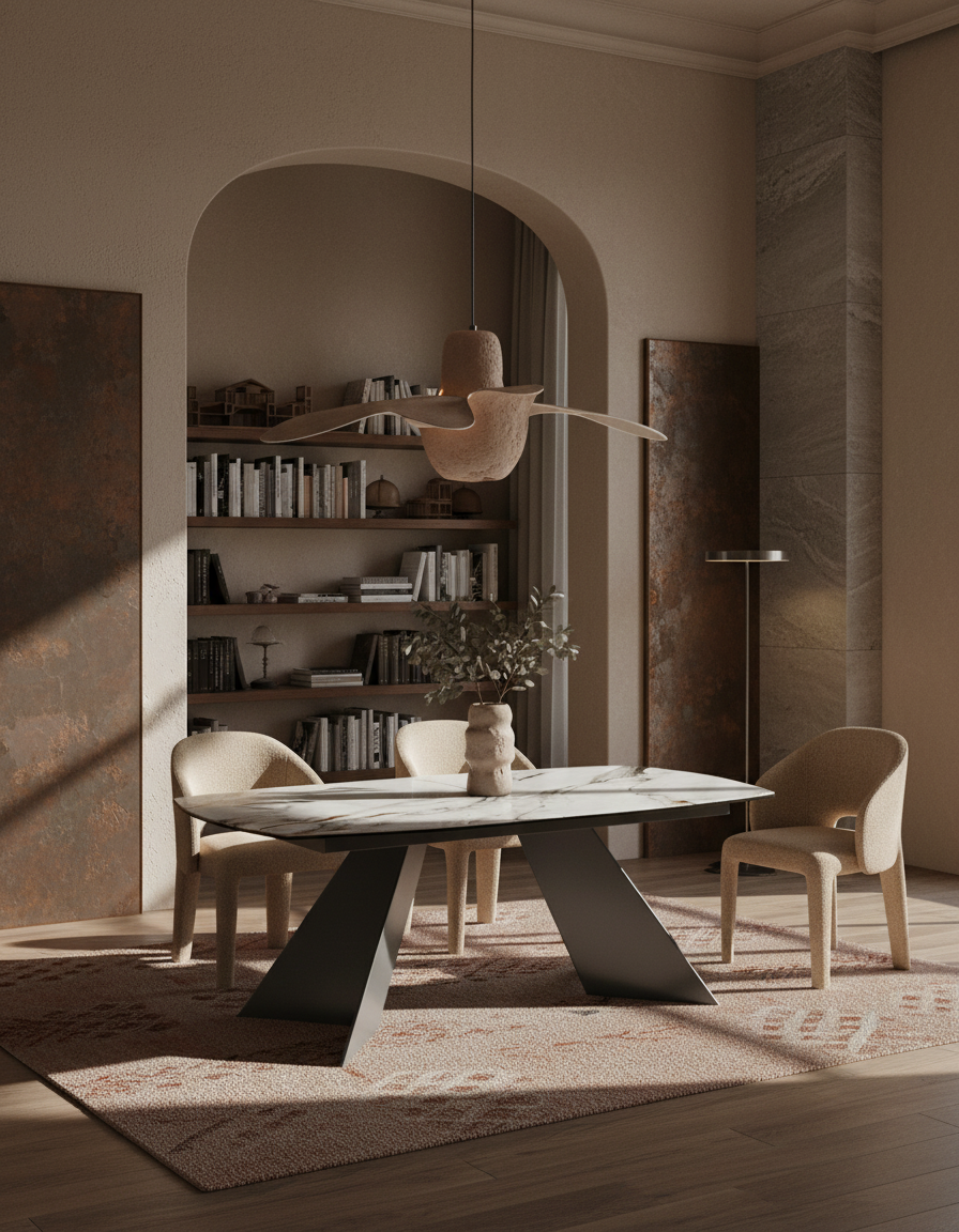 
Ausziehbarer Designer Esstisch „Dallas“ aus Keramik, in verschiedenen Grössen - Fiorentino glänzend / 200-260 x 100 cm